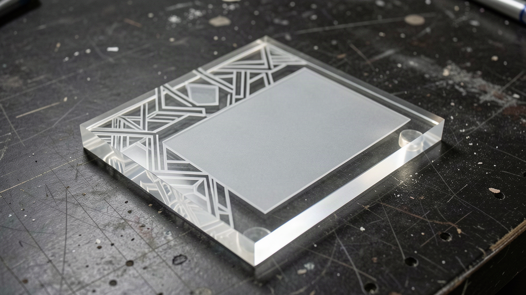 Generated acrylic engraving concept reference.
